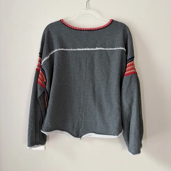 Natural Life Charcoal Knit Trim Sweatshirt Size L/XL - Picture 5 of 10